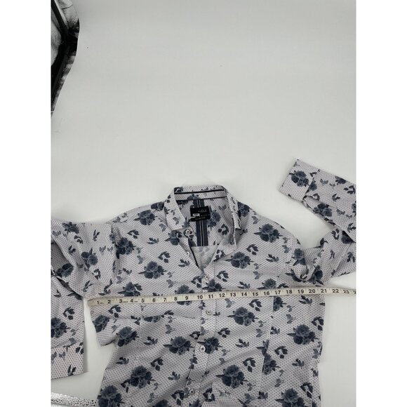 Eight X Floral Polka Dot Slim Fit Long Sleeve Button Up Shirt Classic White - Picture 7 of 8